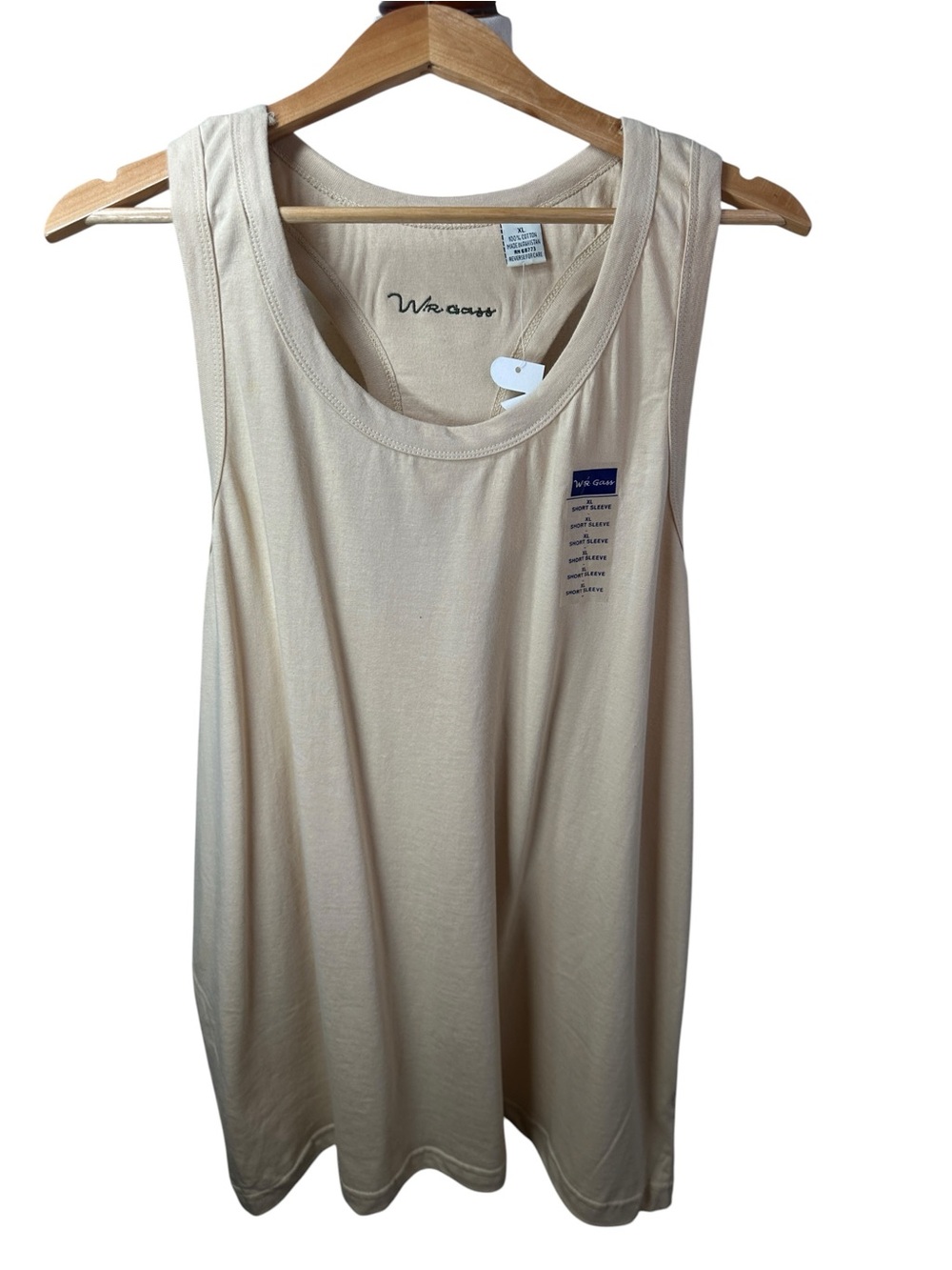 WR Gass Khaki Cotton Tank Top XL NWT Relaxed Scoop Neck 100% Cotton